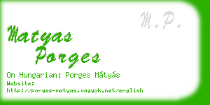 matyas porges business card