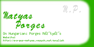 matyas porges business card